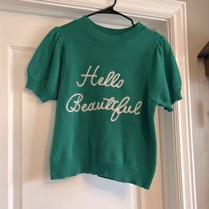 Gilli green sweater “Hello Beautiful “